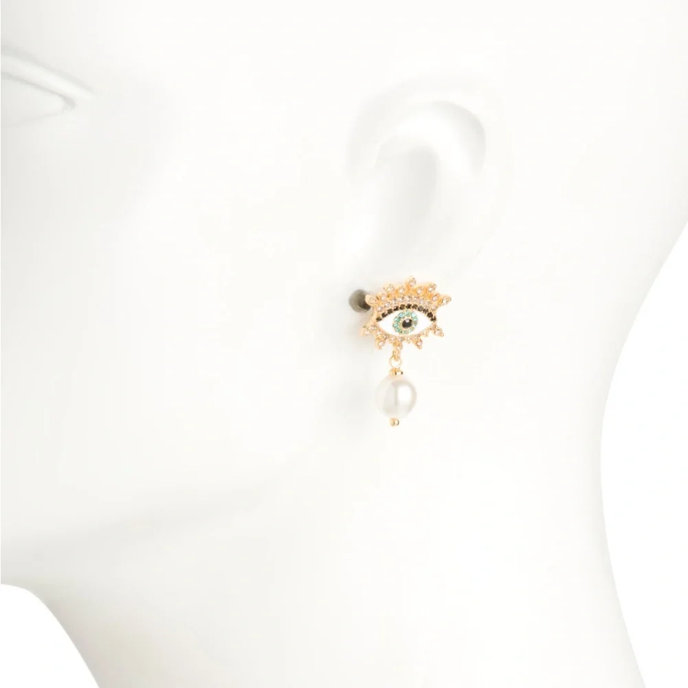 1 left!! KURT GEIGER LONDON Evil Eye Pearl Drop Earrings - Picture 3 of 4